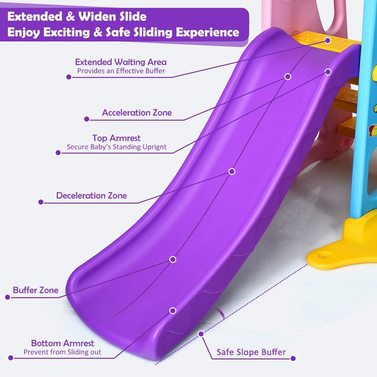 Costzon 6 in 1 Toddler Slide and Swing Set, Kids Large Climber Slide Playset with Basketball Hoop and Football Gate, Playground Swing Set for Indoor Outdoor Backyard 3-10 Gifts Presents