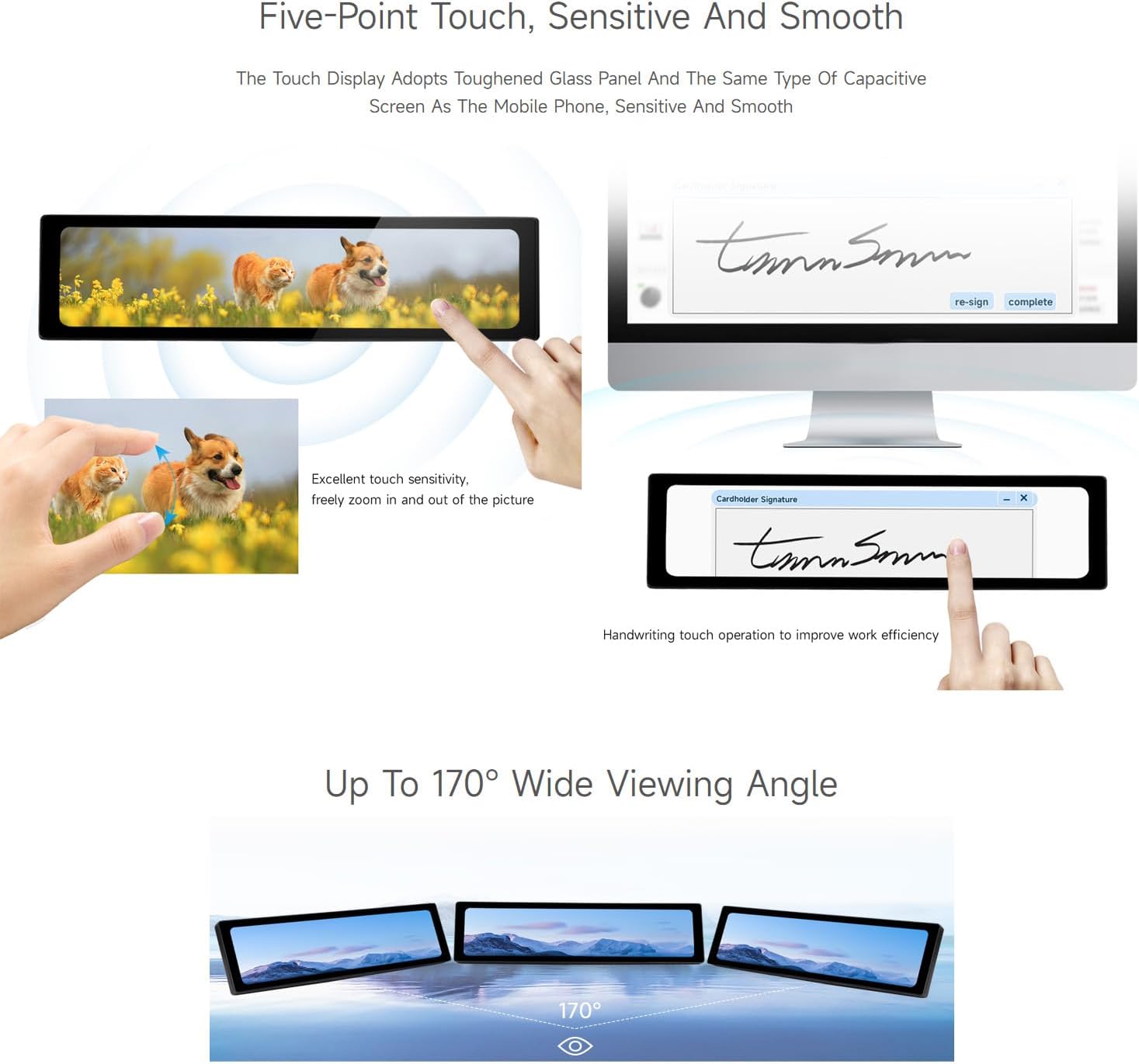 Waveshare 11.9inch IPS Display, Compatible with Raspberry Pi 5/4B/3B+/3A+/2B/Zero 2W CM3+/4, 5-Point Touch,Driver Free,Dual-Track Speaker,Software Brightness Adjustment,NO Touch Function