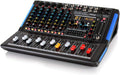 Pyle 8-Channel Console Style Audio Mixer with Bluetooth - DJ Sound Controller, 4 XLR / Combo Inputs, Sub Out, +48V Phantom, USB-A In, 16 DSP Effects, MP3 Player, 7-Band EQ - PMXU88BT