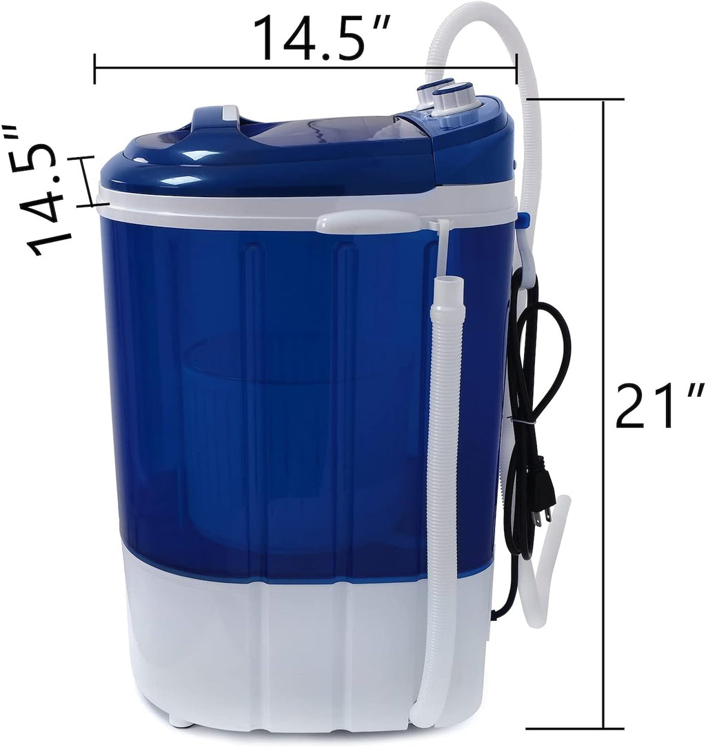 HTTMT- 7LB Capacity Portable Mini Washing Machine w/Spinner Timer Control Compact Clothes Laundry Washing Machine For Apartment Traveling RV Water Saving Kids [P/N: ET-HOME007-BLUE]
