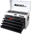 BOXO USA Heavy Duty 26' Toolbox 103 Piece MotoBox Locking Tool Set with 5 Drawers Carry Box (White)