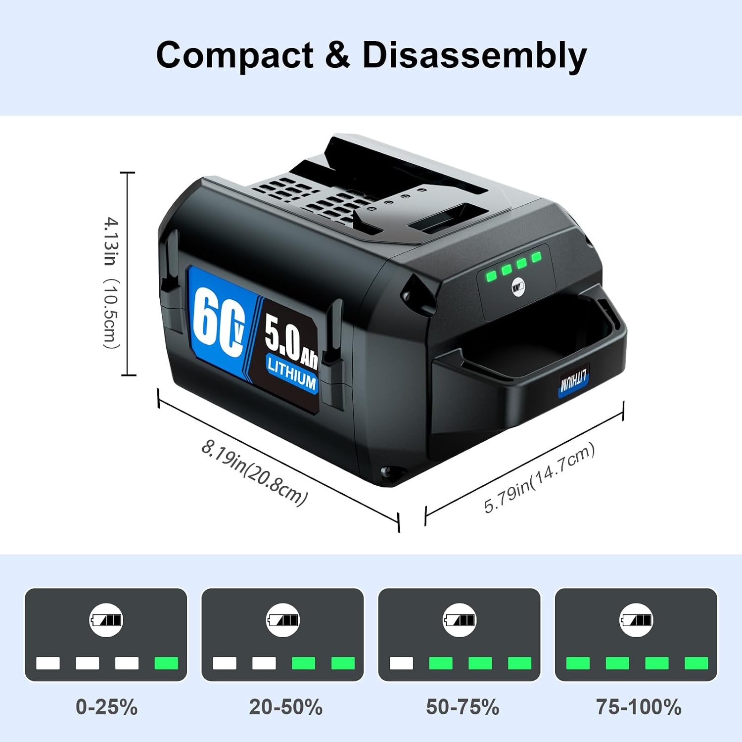 5.0Ah Lithium-ion Replacement for ‎Toro 60V Battery L108 L135 L216 L324 L405 88620 88625 88640 88660 88675，Compatible with Toro Flex Force Battery 60 Volt Max-1 Pack