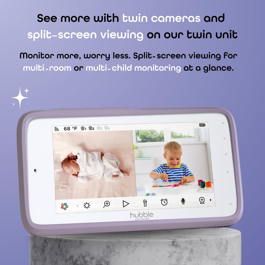 HUBBLE CONNECTED SkyVision AI Pro Baby Monitor — Baby Camera Monitor w/Covered Face, Rollover & True Cry Detection, Sleep Trainer, Soother & More — w/Touch Screen HD Parent Unit, Crib Mount System