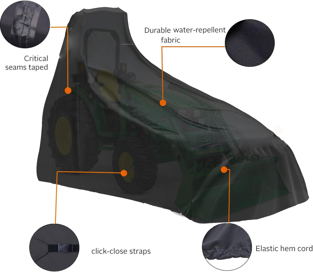 Tractor Cover Waterproof Compatible with Kubota,John Deere,Mahindra, Bobcat,Compact Utility Tractor Cowling Cover Heavy Duty Tractor Accessories Large (X-Large Cover)