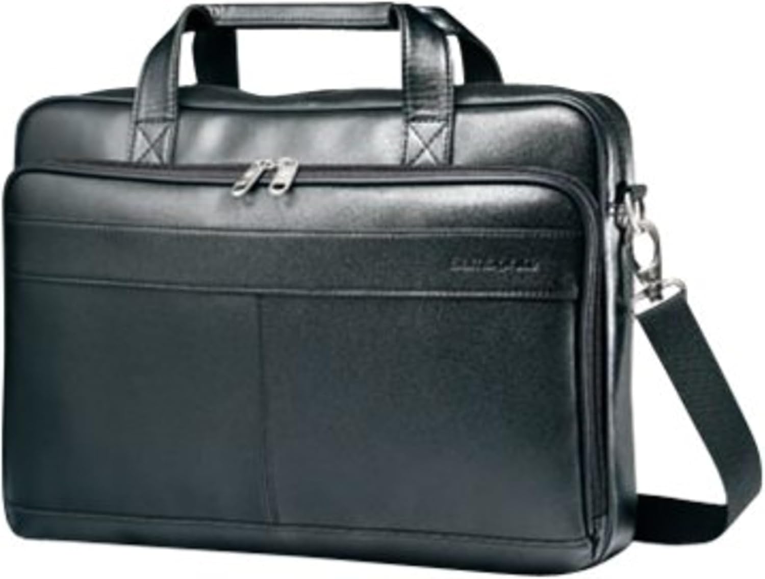 Samsonite Leather Slim Briefcase, Black, 16 Inch