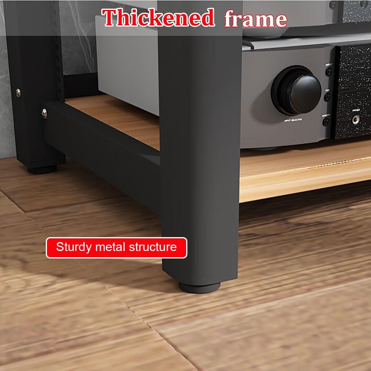 2/3/4/5 Tier Audio Cabinet Record Player Stand Audio Rack, AV Component Media Stand, Tower Player Stand, Home Stereo Rack System With Height-Adjustable Shelf, For DVD Players TV Box Game Console(Beige