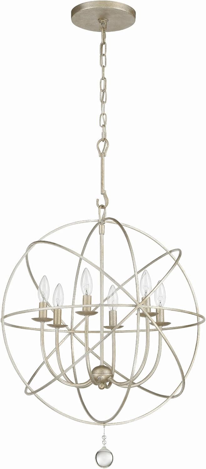 Crystorama Solaris 6 Light Olde Silver Sphere Chandelier