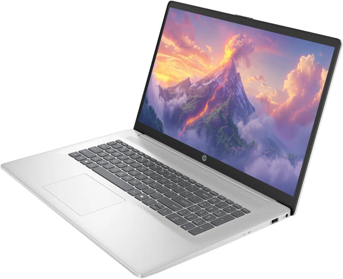 HP 17.3' Touchscreen Laptop Computer, Windows 11 Laptop 32GB RAM 1.5TB Storage (1TB SSD+512GB Docking Station Set), AMD Ryzen 5 7430U, HD+ 1600 x 900 Display, Copilot AI, SageNova Earphones, Silver