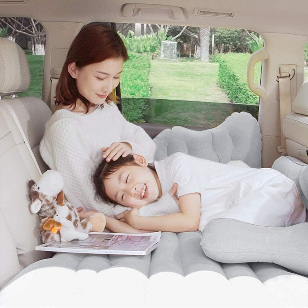 Car Air Mattress Inflatable, Child Baby Back Seat Sleeping Pad,Travel Camping Seat Mattress, Portable Flitaing Bed,Grey