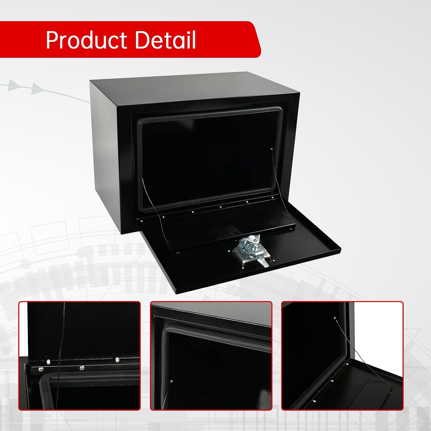 24'' Inch Steel Underbody Truck Tool Box & T-Handle Latch Heavy Duty for Trucks Trailers RV ATV Pickup Trucks Flatbeds Organization Storage Job Tool Chest -24'(L) x 14'(W) x 16'(H) Black