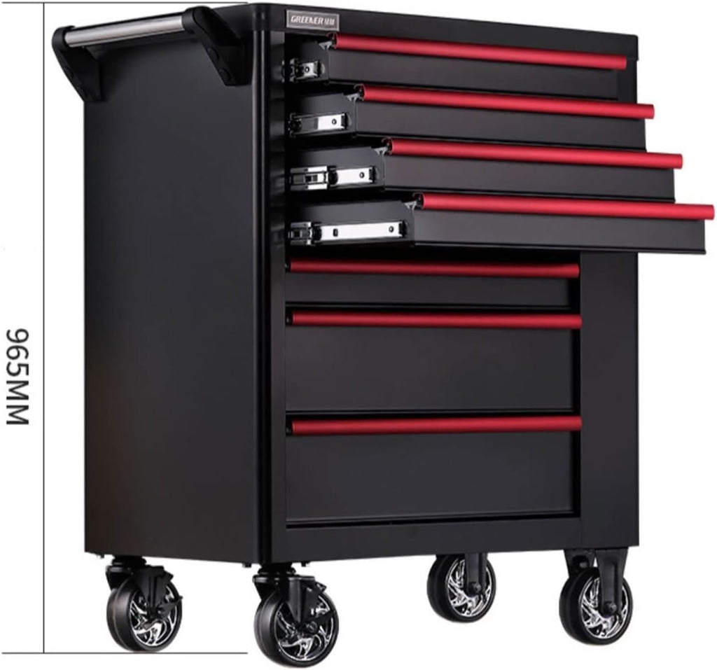 Portable Tool Box Tool Box/Tool Cabinet, Side Tool Storage Cabinet Heavy Duty Cart Steel Rolling Tool Box with 7 Lockable Drawers Small Parts Box