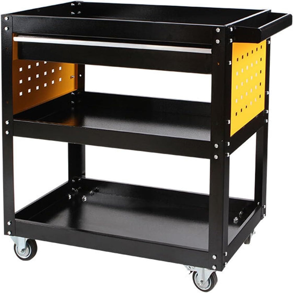 Tool Box 3 Tier Trolley Tool Cart Utility Cart Storage Stand with Wheels Rolling Tool Cart Organizer Service Cart for Warehouse Garage Tool Storage