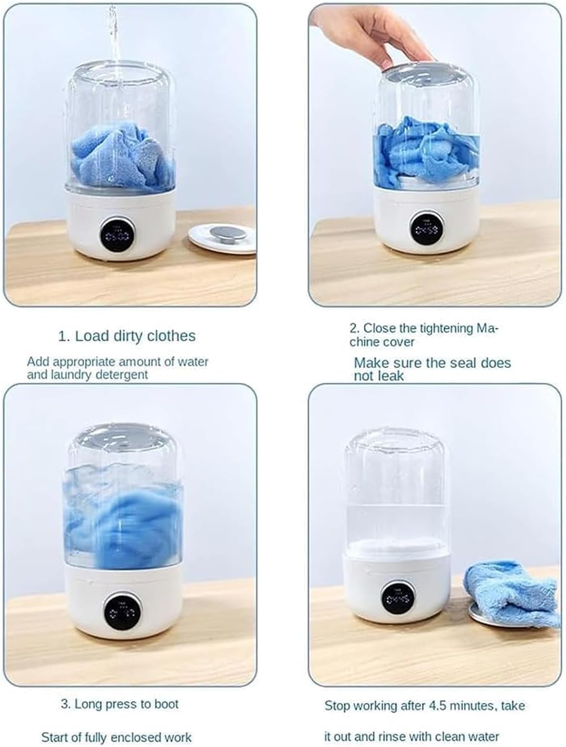 Mini Portable Washing Machine, Smart Laundry Cup Washing Machine, Portable & Rechargeable Mini Washer Machine for Travel Underwear Socks Cordless Cleaner (2)
