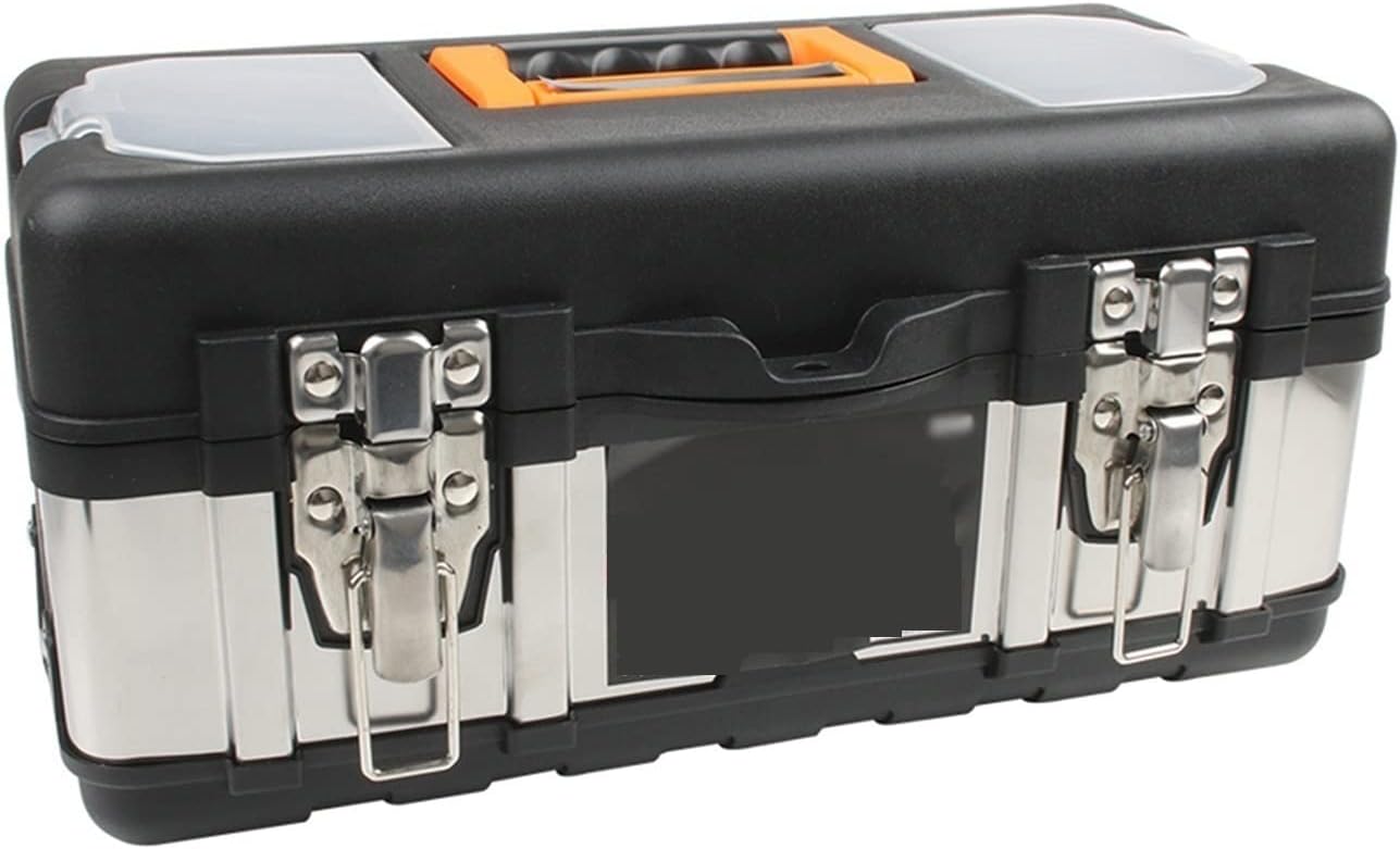Portable Tool Box Plastic Large Stainless Steel Tool Box Home Repair Electrician Storage Box Work Tool Box Durable Storage Tool Box Small Parts Box