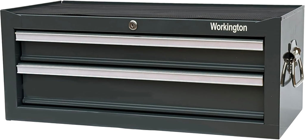 Workington Industrial 2 Drawers Portable Metal Intermediate Box, 26' Middle Tool Chest Cabinet with Ball Bearing Drawer Slides, Steel Tool Storage Box Organizer 4008 Gray