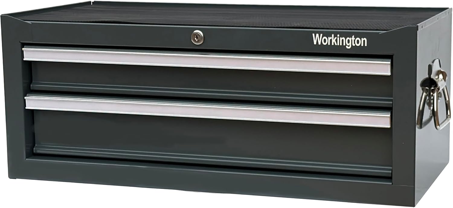 Workington Industrial 2 Drawers Portable Metal Intermediate Box, 26' Middle Tool Chest Cabinet with Ball Bearing Drawer Slides, Steel Tool Storage Box Organizer 4008 Gray