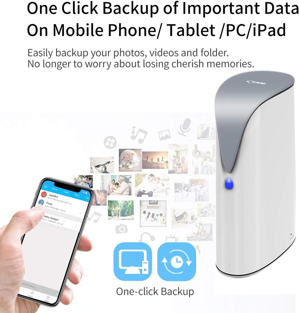 SSK 4TB Personal Cloud Network Attached Storage Support Wireless Remote Access, Home Office NAS Storage with Hard Drive Included for Phone/Tablet PC/Laptop Auto-Backup (Not Support WiFi Connection)