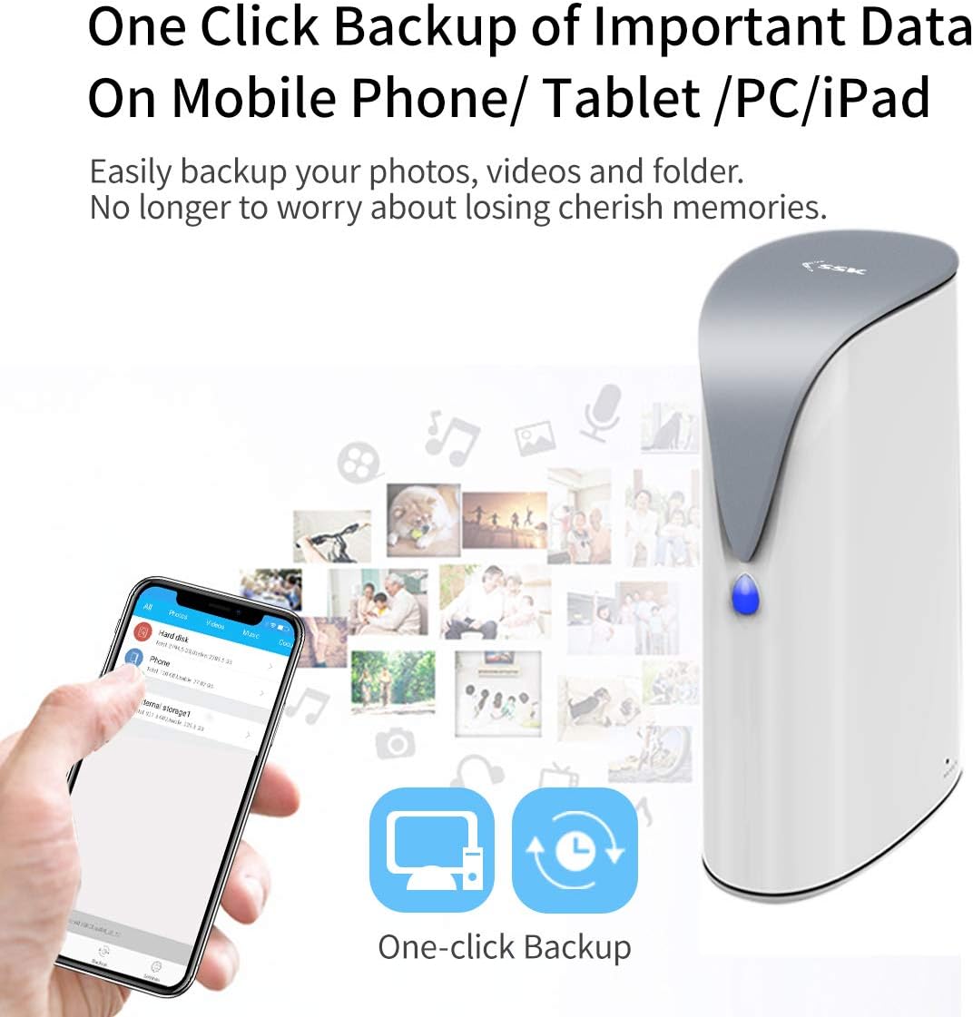 SSK 4TB Personal Cloud Network Attached Storage Support Wireless Remote Access, Home Office NAS Storage with Hard Drive Included for Phone/Tablet PC/Laptop Auto-Backup (Not Support WiFi Connection)
