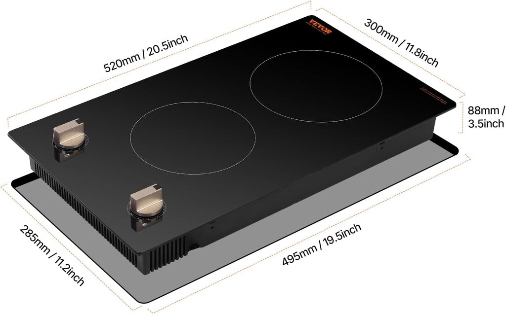 Happybuy 12 temperature settings Induction Cooktop - The Ideal Kitchen Essential! This 1800W electric countertop burner features 2 burners with knob control, providing a classic