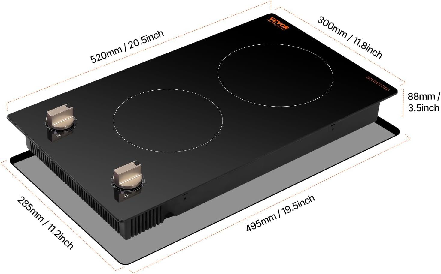 Happybuy 12 temperature settings Induction Cooktop - The Ideal Kitchen Essential! This 1800W electric countertop burner features 2 burners with knob control, providing a classic