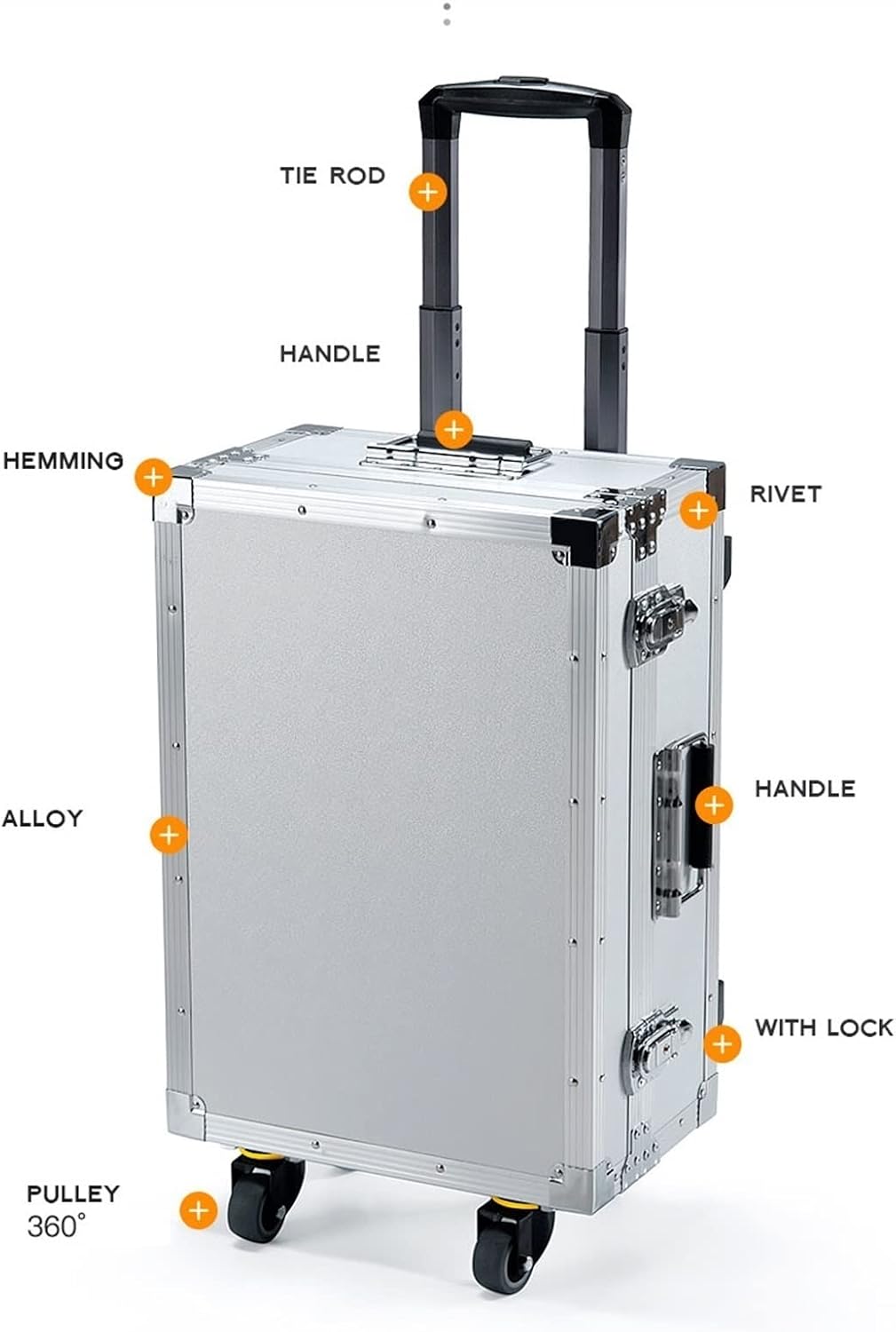 Portable Tool Box Tool Box Portable Rolling Upright Cart Tool Box Aluminum Hard Tool Box with Telescopic Handle Tool Trolley Case Small Parts Box (Color : Brass, Size : CH)