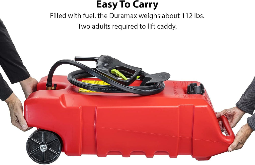 Scepter Duramax Flo 'N Go 14 Gallon Gas Caddy, 53 Liter Portable Fuel Tank and Fuel Transfer Pump with 10-Foot Hose for Lawn Mower, Farm, Marine, Commercial, and Home Use, Red