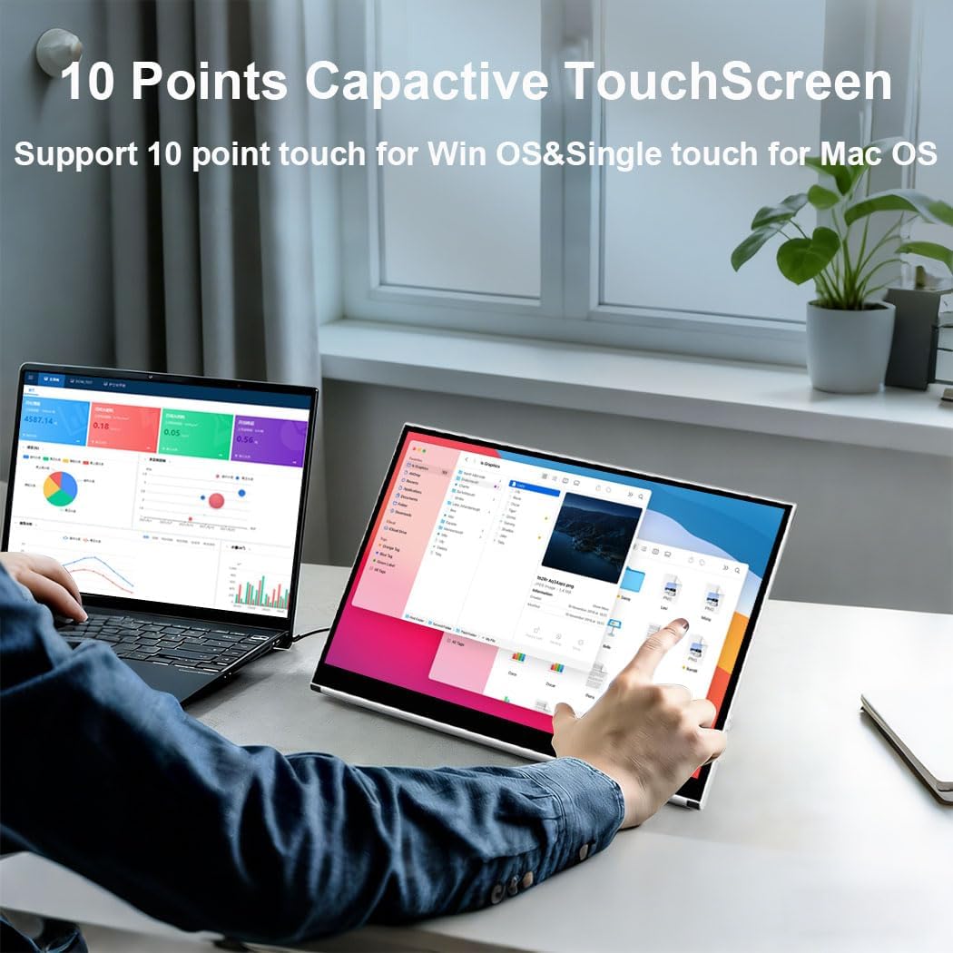 Portable Monitor Touchscreen, 15.6 Inch 1080P External Monitor with MPP Stylus Included, IPS, FHD, 100% sRGB, 400 Nits, Built-in Stand, USB-C/HDMI/Mini DP for Laptop, PC, Mac, Surface, Console