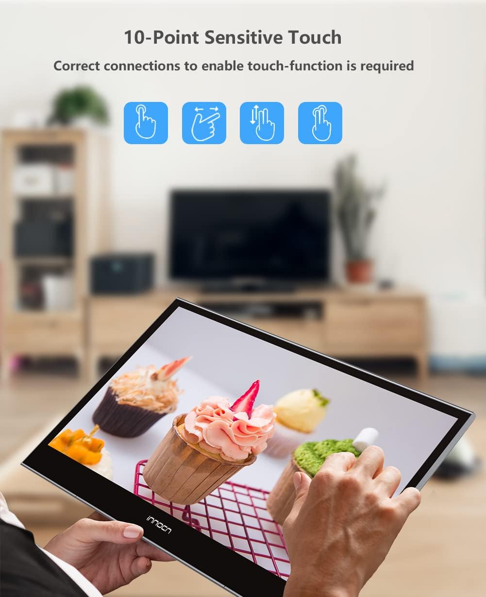 INNOCN 15.6' 4K Portable Monitor Touchscreen 3840 x 2160 USB C HDMI External Gaming Monitor Second Computer Screen Travel Portable Monitor for Laptop w/Kickstand
