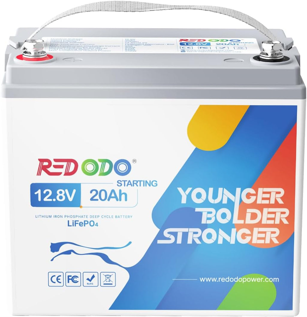 Redodo 12V 20Ah LiFePO4 Lithium Battery, 800 CCA Group U1 Lithium Marine Cranking Battery, 3X Starting Cycles Lithium Battery for Outboard Motor, Lawn Mower, ATV, UTV