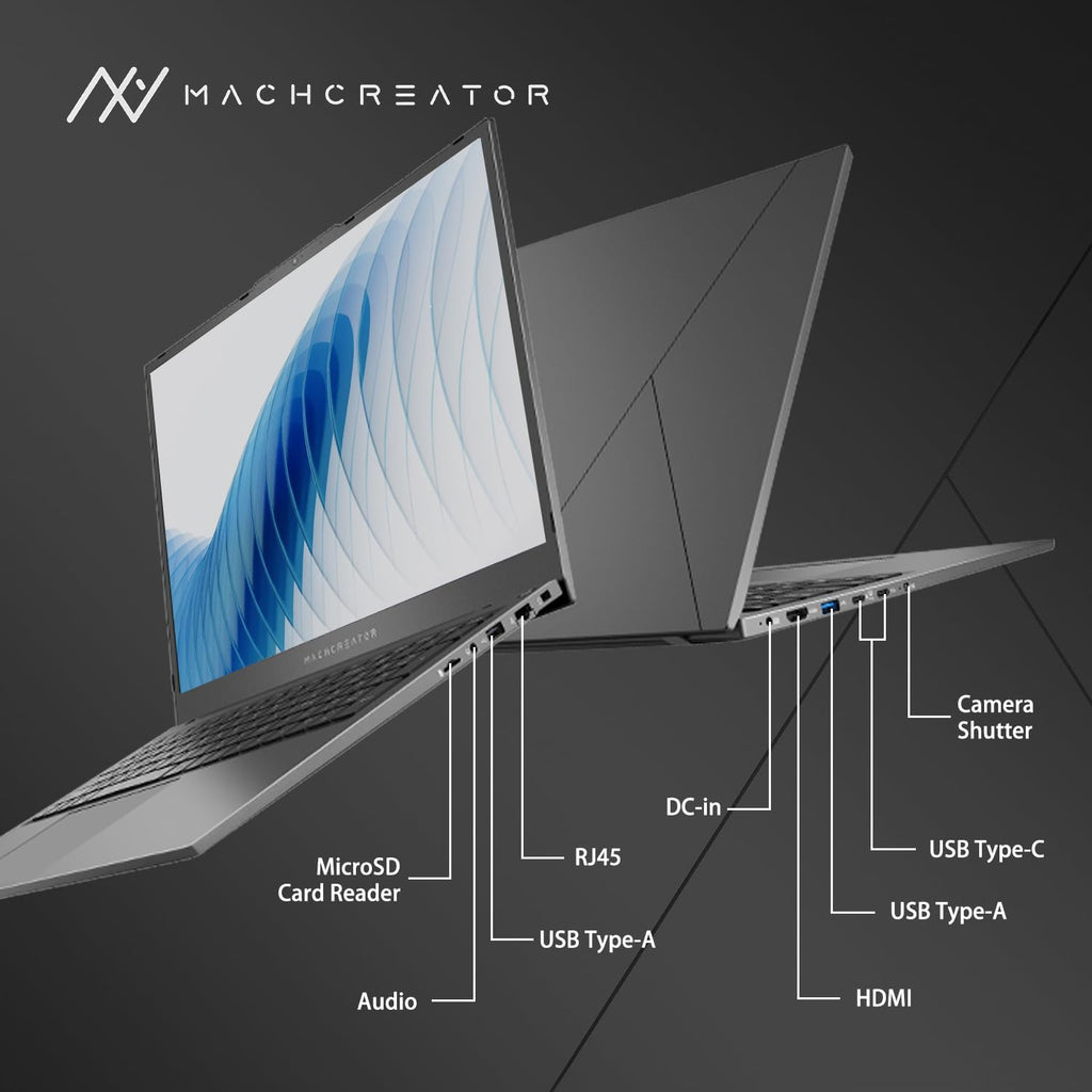 Machenike Machcreator N17A 17.3' Laptop, 17.3' FHD 120Hz Display, 4-Cores Intel Processor, 32GB DDR5 RAM, 1TB PCIe SSD, HDMI, Webcam, Backlit Keyboard, SD Card Reader, Wi-Fi, Windows 11 Home, Grey