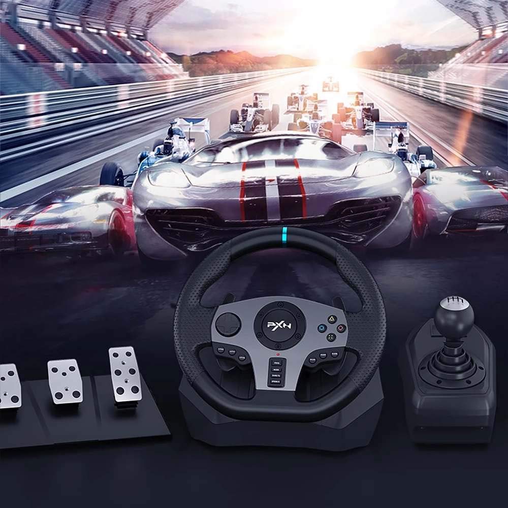 PXN V9 Gaming Racing Wheel pc Steering Wheel With Pedals and Shifter 270/900° Dual-Motor Feedback Driving gaming Racing Wheel for PC,PS4,PS3,Xbox One, Xbox Series X/S,N-Switch