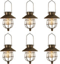 YAKii 6 Pack Solar Lantern Hanging Waterproof Outdoor Metal Solar Lamp with Warm White Light Decorate for Yard Garden Pathway Patio Porch (Antique Copper)
