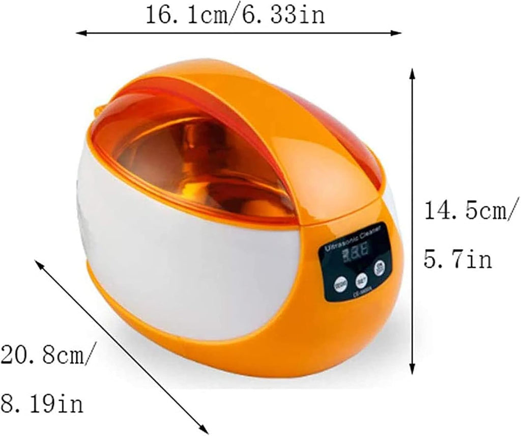 Gaone Digital Ultrasonic Jewelry Cleaning Device Small Household Multifunction Cleaner Stainless Steel Ultrasonic Bathroom Washing Machine Cleaning Tools,Orange