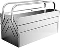Portable Tool Box Portable 3 Tier Tool Box, Stainless Steel Storage Tool Box Organizer with Metal Lock, Heavy Duty Steel Tool Box Small Parts Box (Size : Medium)