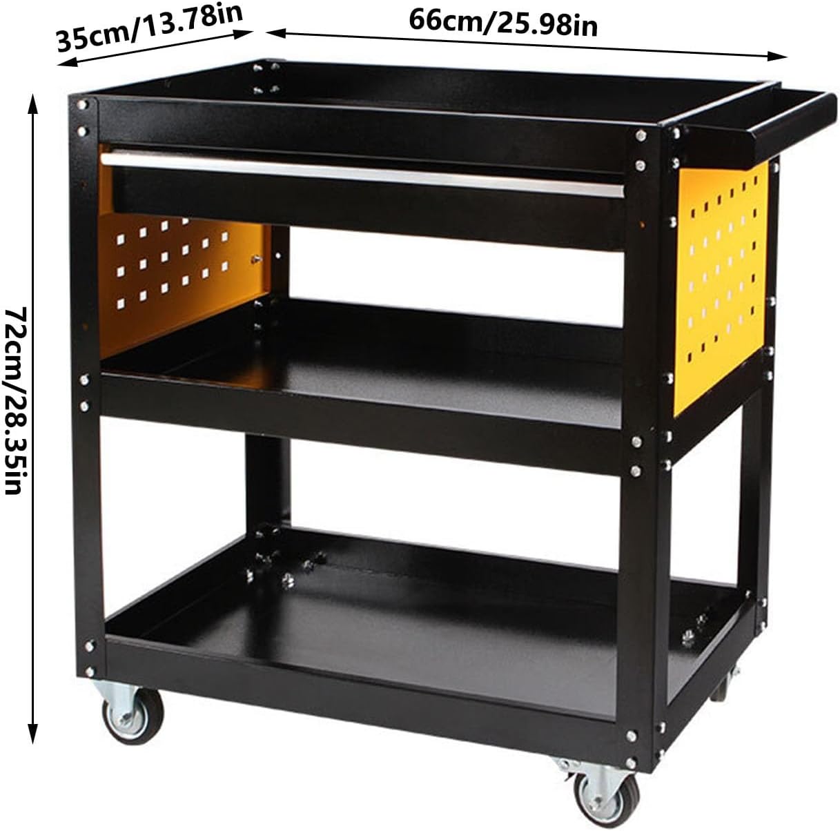 Tool Box 3 Tier Trolley Tool Cart Utility Cart Storage Stand with Wheels Rolling Tool Cart Organizer Service Cart for Warehouse Garage Tool Storage