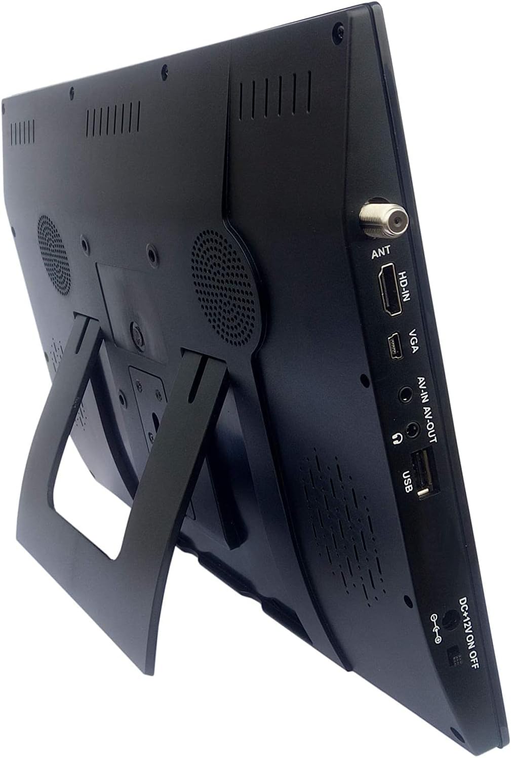 Tyler 14' Portable TV LCD Monitor 1080P Rechargeable Lithium Battery Operated, 2 Antenna, HDMI, USB, RCA, FM Radio, Digital Tuner, AV Inputs, AC/DC, TV Stand and Remote Control for Car Travel