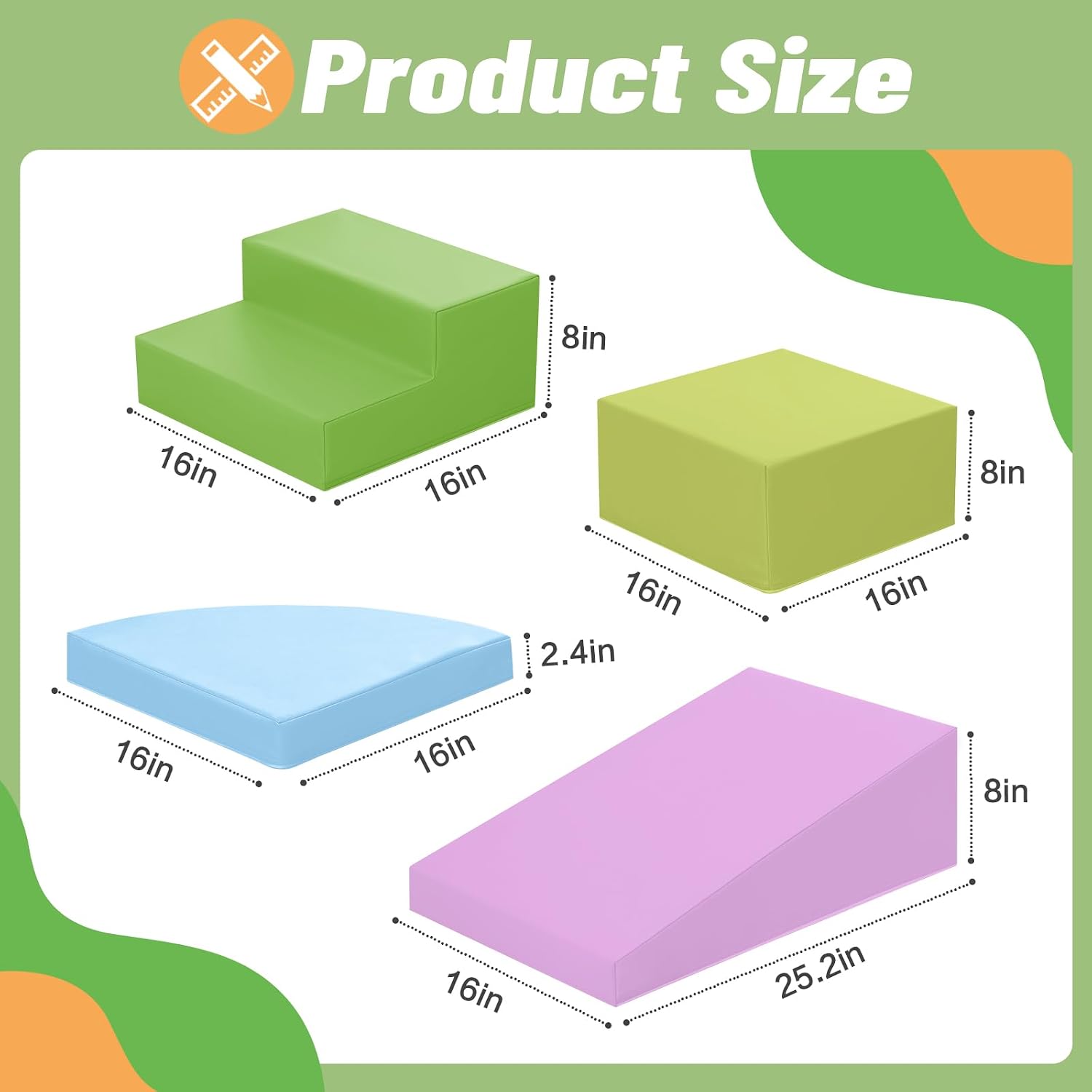 TODIBY 6-Piece Foam Climbing Blocks for Toddlers: Baby Foam Climbing Gym PU Leather Colorful Indoor Toy Building Blocks