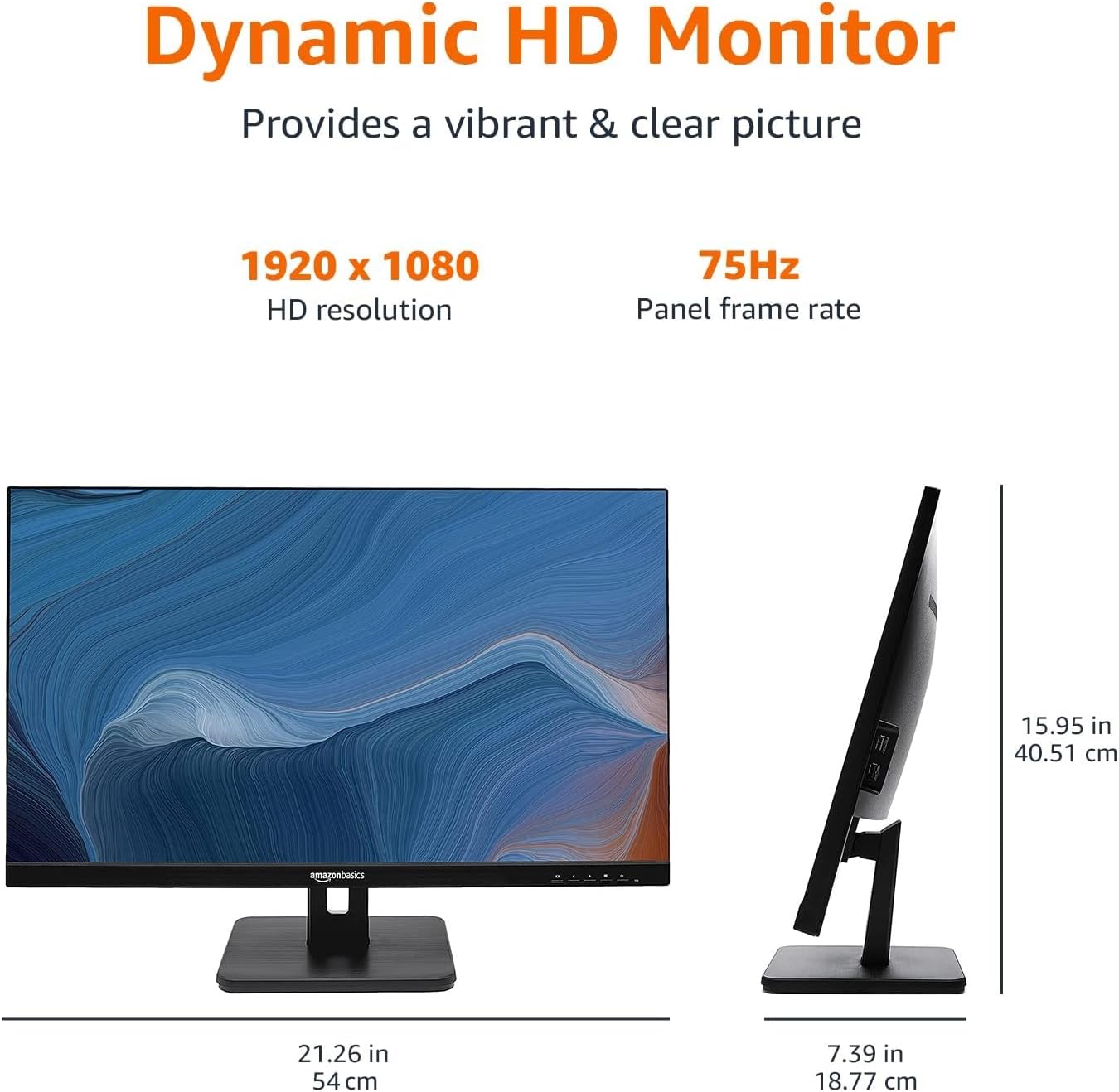Amazon Basics 24-inch Full HD IPS Monitor, 75 Hz, 1080P, HDMI, Display Port and VGA Input, Adjustable Stand, VESA Compatible, Built-in Speakers for Office and Home, Black
