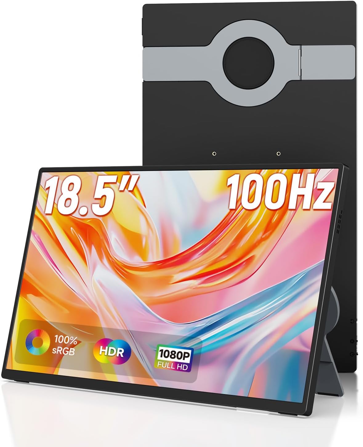 AYY Portable Monitor 18.5 Inch 100Hz 100% sRGB,1080P FHD IPS Large Portable Monitor with Kickstand,for Laptop HDMI HDR USB C Mac PC Xbox PS4/5 Switch