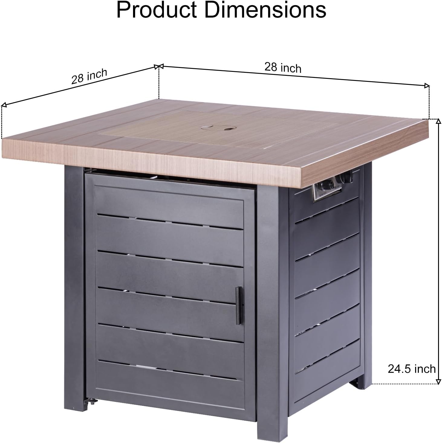 OutVue 28 Inch Propane Fire Pit Table, Outdoor Gas Fire Pits with Lid & Lava Rock, 50000 BTU Firepit for Dinning, Party in Outside, Patio, Garden or Yard(Black&Brown)