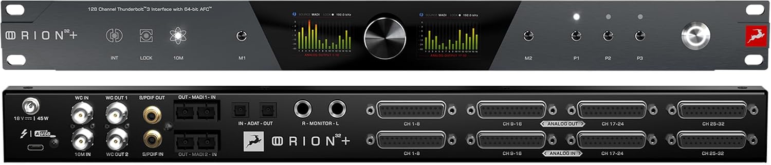 Antelope Audio USB Audio Interface w/32 Channel Mixing, Recording Studio Equipment for Production — Thunderbolt 3 Pro Audio Device Orion 32+ Gen 4 for PC Computer — Windows, macOS