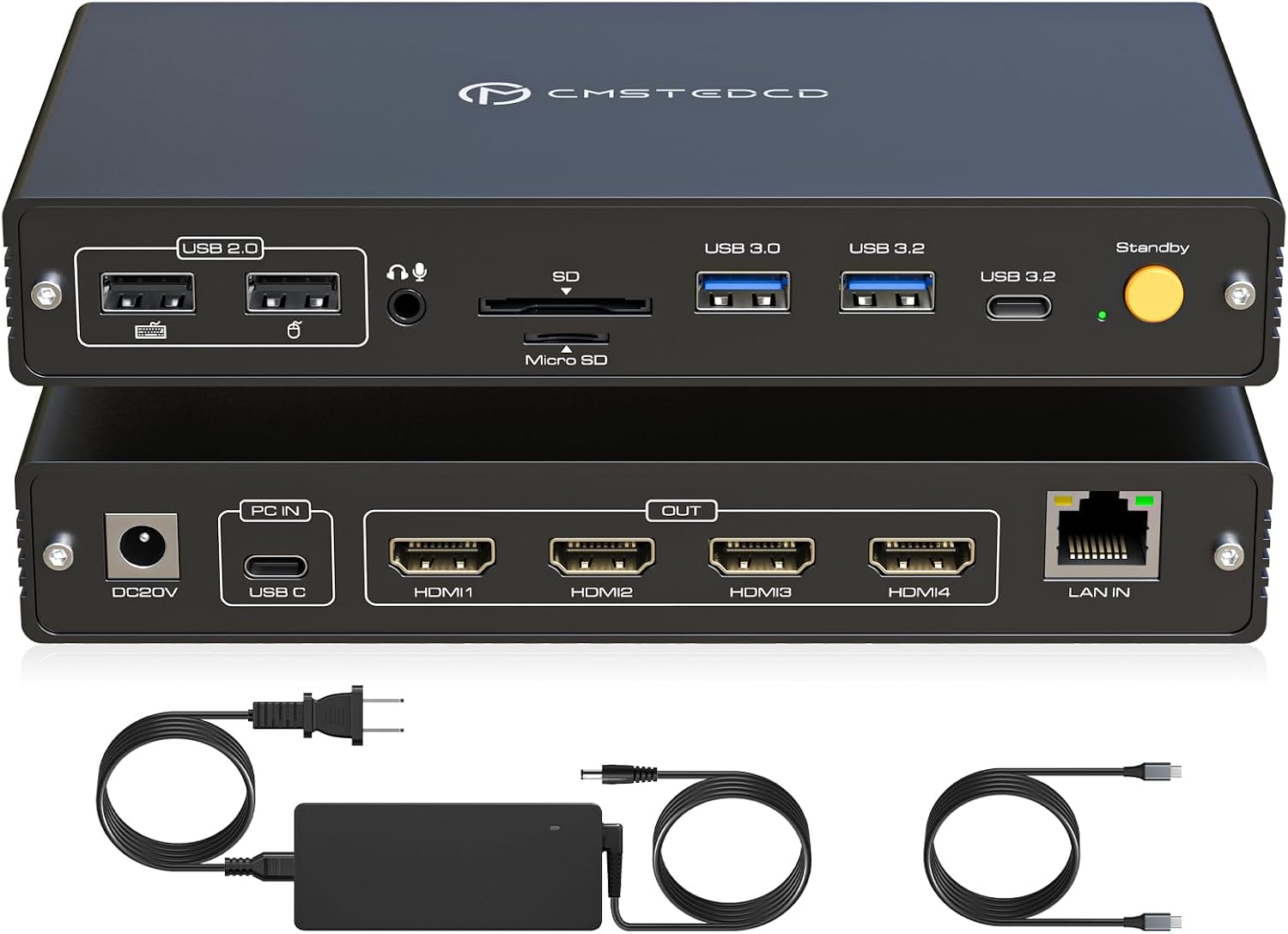 DisplayLink Docking Station 4 Monitor, Quad HDMI 4K@60Hz, PD 100W, USB 3.2 10 Gbps, 15 in 1 Multi-Monitor Dock for Thunderbolt 5/4/3, USB4, USB-C Windows, MacBook