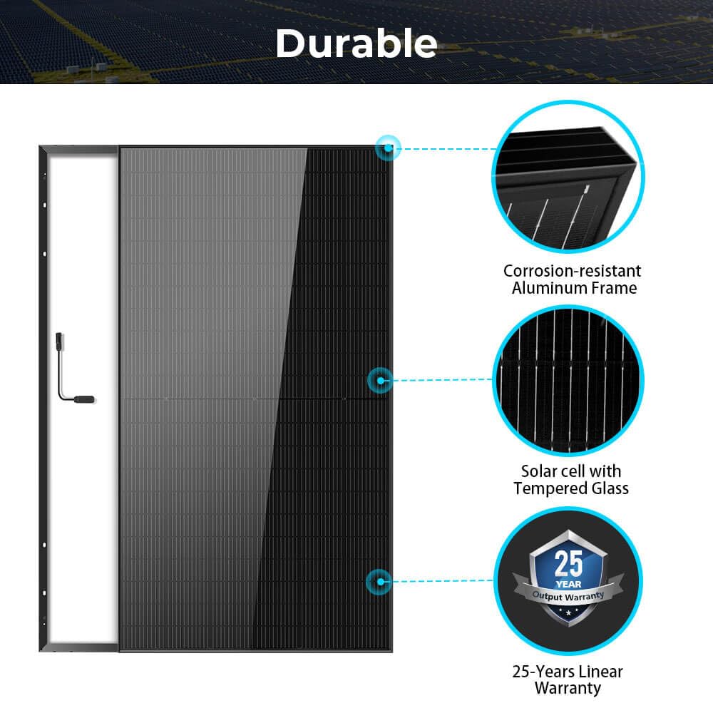SUNGOLDPOWER UL61730 500 Watt Monocrystalline Solar Panel 2PCS, Grade A Cell,Whole Black High Efficiency,IP68,for 12V/24V/48Vdc RV,Farms,Parking Lot,On/Off-Grid System CEC listed(2*500W Solar Panel)