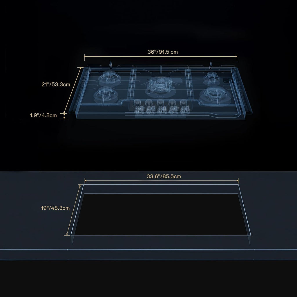 Empava 36' Stainless Steel 5 Italy Sabaf Burners Stove Top Gas Cooktop EMPV-36GC881