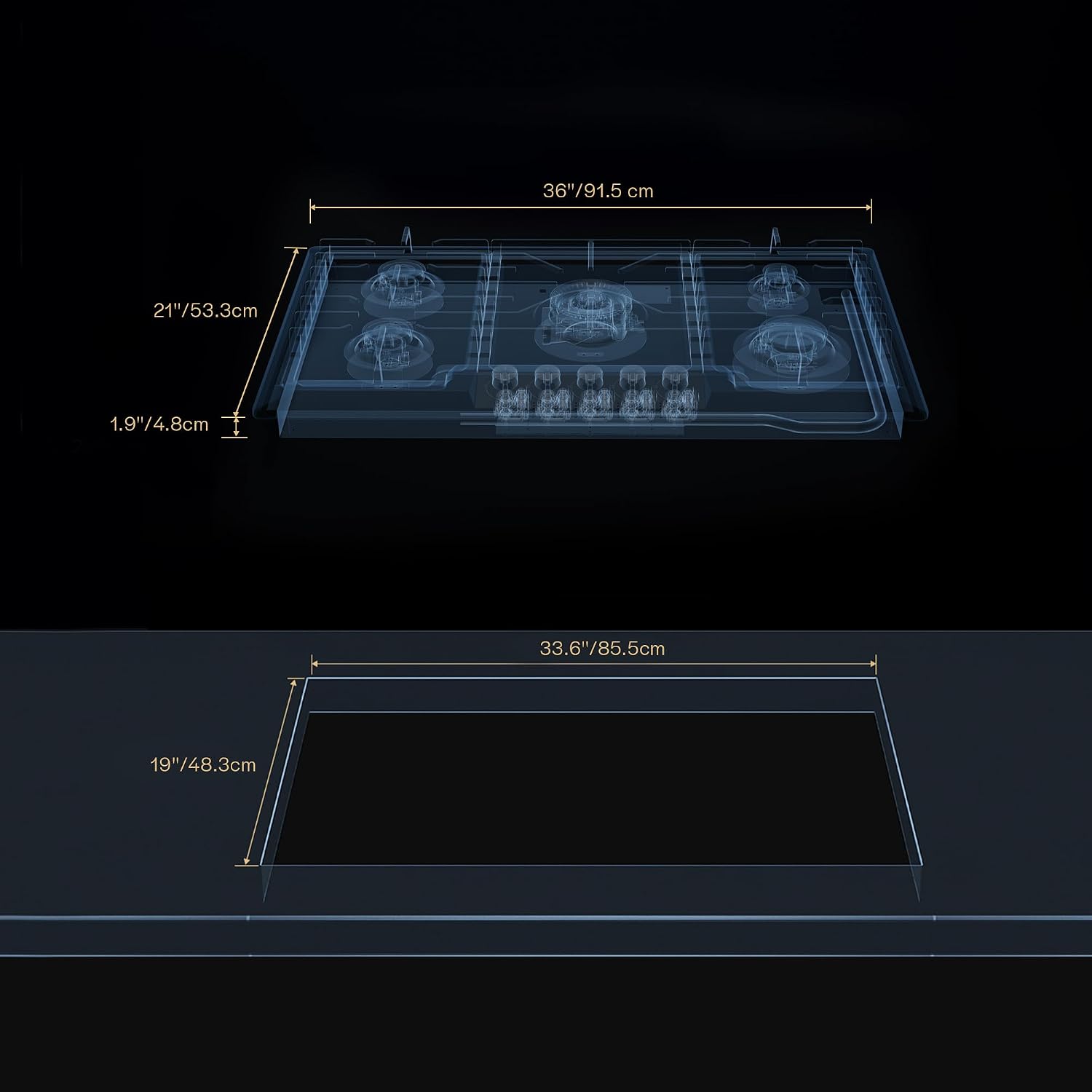 Empava 36' Stainless Steel 5 Italy Sabaf Burners Stove Top Gas Cooktop EMPV-36GC881