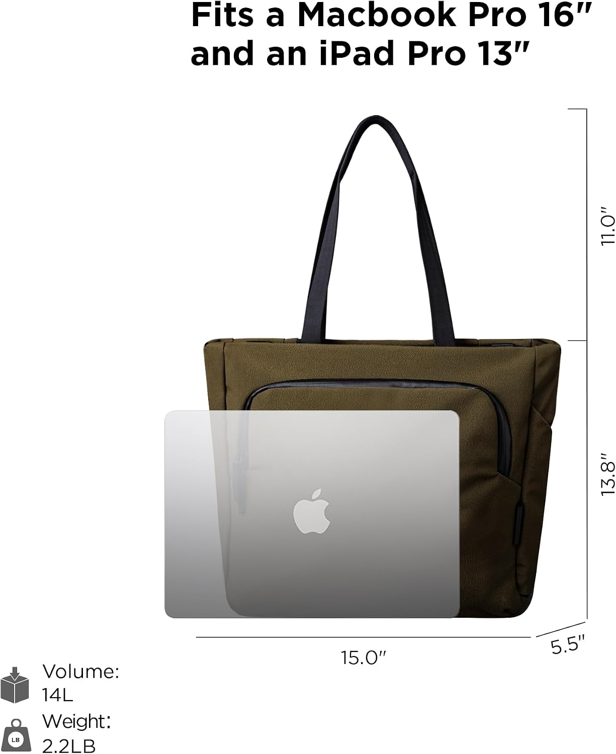 ALPAKA Bravo Tote Bag 14 L, Weatherproof 16 Inch Laptop Briefcase for Men & Women, Travel Tote with Adjustable Shoulder Strap