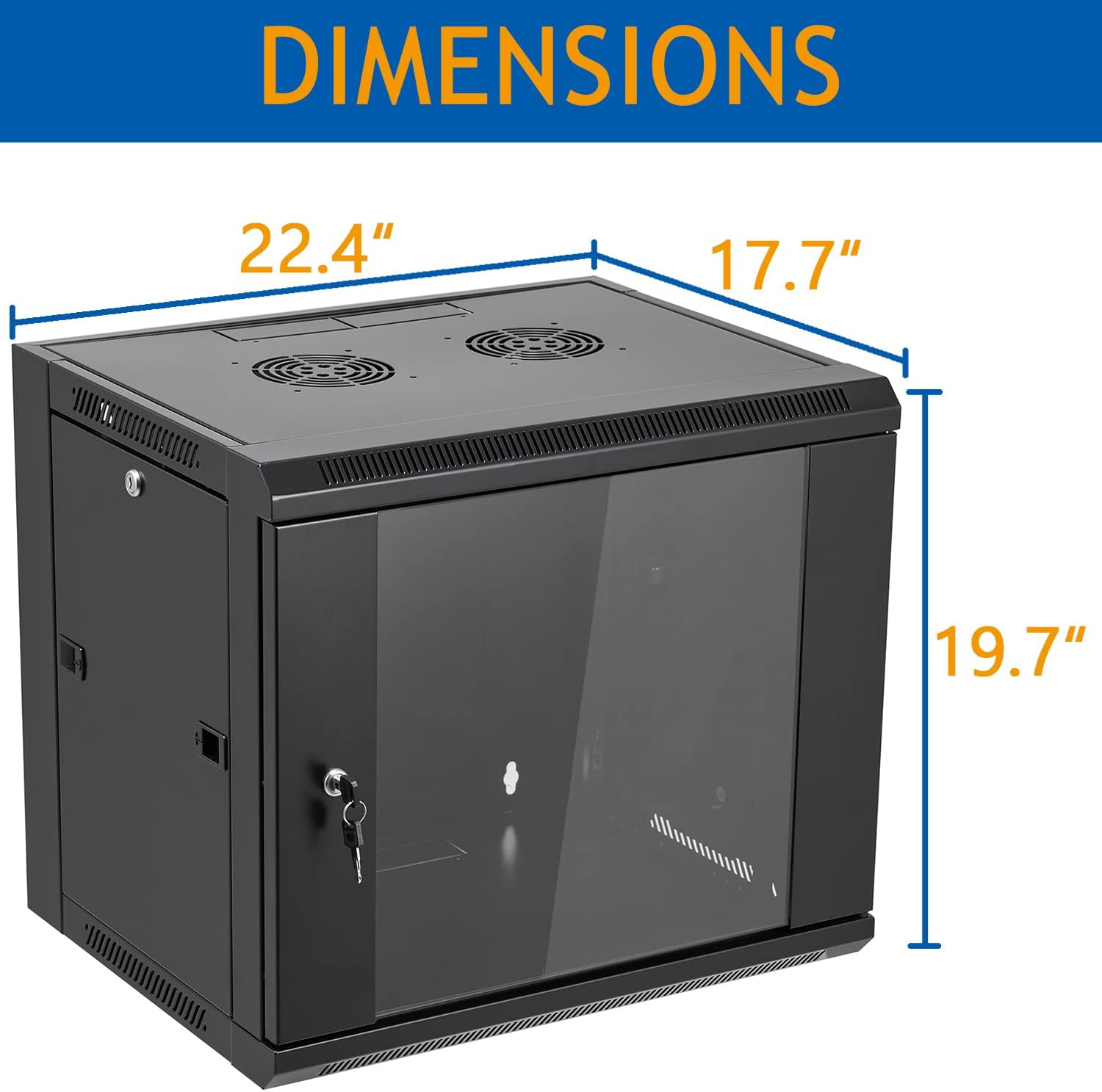 9U Wall Mount Server Cabinet Network Rack Enclosure Locking Glass Door