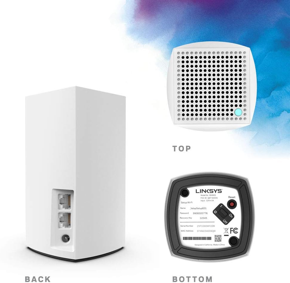 Linksys Velop Dual Band Intelligent Mesh WiFi System Ultra-Fast and Full-Strength Mesh Wi-Fi, Handles 50+ Devices, MU-MIMO Technology - White (AC1200)