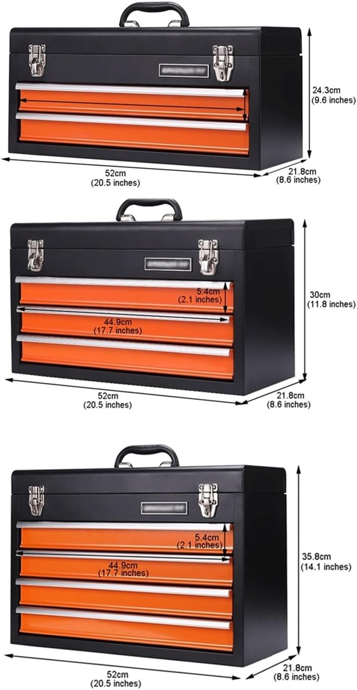 Tool Box Portable Drawer Tool Box Multipurpose Steel Toolbox/Chest Household Tools and Consumer Storage Metal Box for Tools Organization Tool Storage(M)