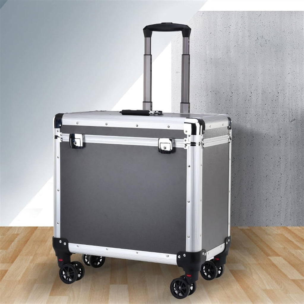 Portable Tool Box Large Capacity Toolbox Multi-Function Storage Toolbox with Wheel and Lock Aluminum Alloy Toolbox with Telescopic Handle Small Parts Box (Size : Large)